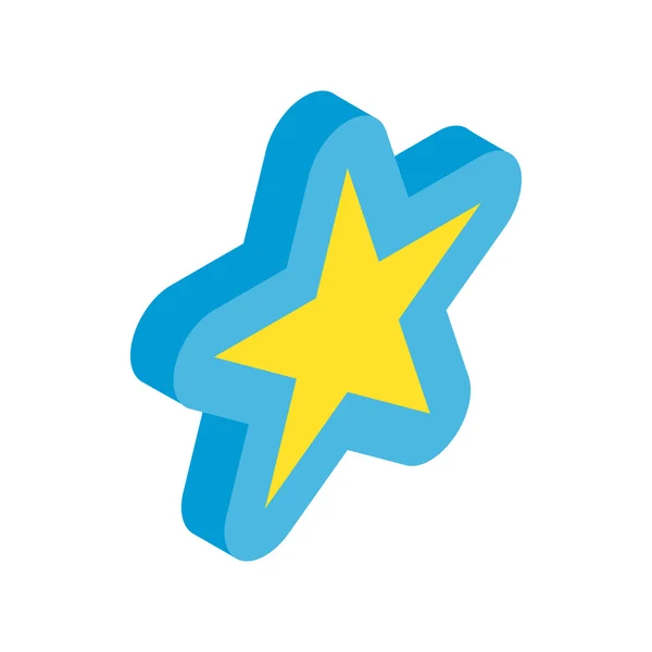 Modrá hvězda ikona, izometrické 3d styl — Stockový vektor