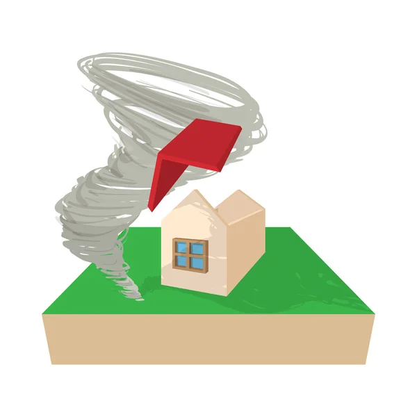 House destroyed by hurricane icon, cartoon style — Stock Vector