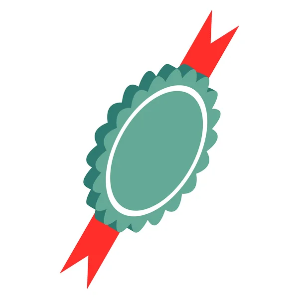 Roseta azul com ícone de fita vermelha — Vetor de Stock
