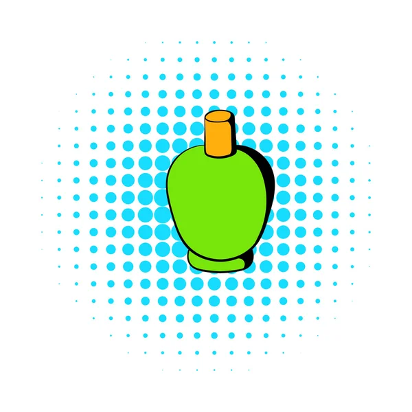 Icona bottiglia cosmetica verde, stile fumetti — Vettoriale Stock