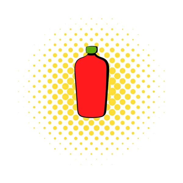 Red cosmetic bottle icon, comics style — Stock Vector