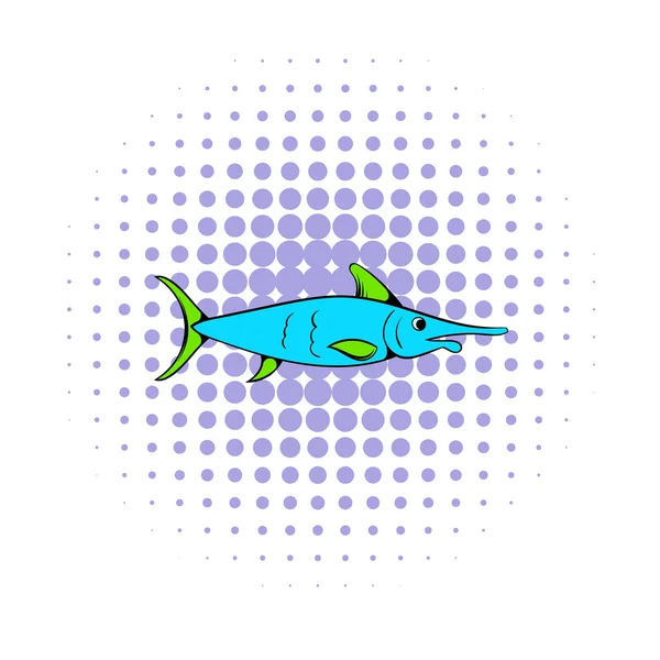 Fresh fish icon, comics style — Stock Vector