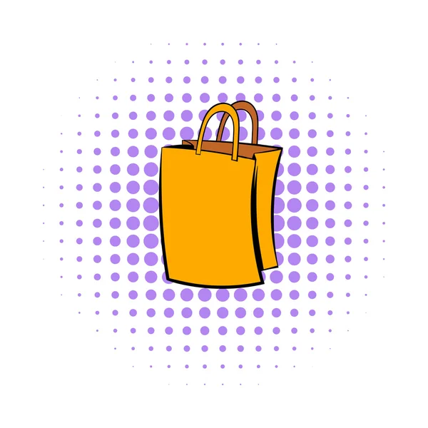 Paper shopping bag icon, comics style — Stock Vector