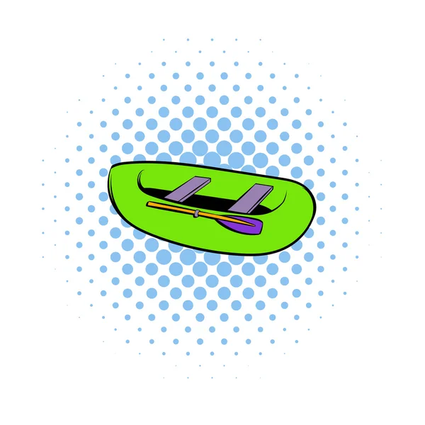 Green inflatable boat icon, comics style — Stock Vector