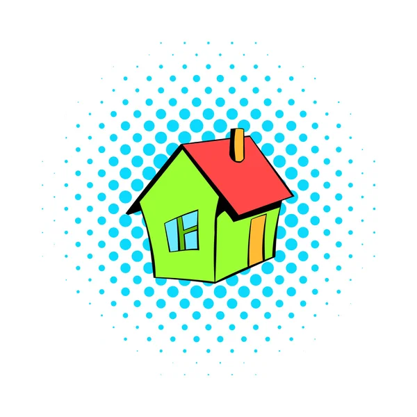 Small cottage icon, comics style — Stock Vector
