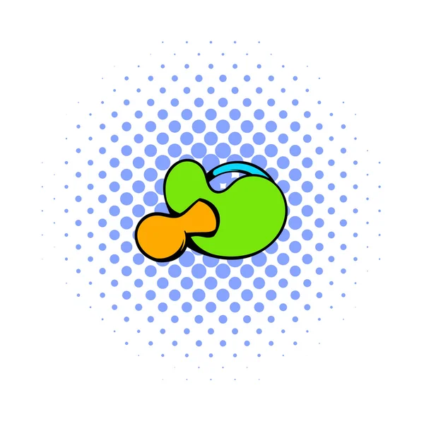 Chupete de bebé con icono de mango verde, estilo cómic — Vector de stock