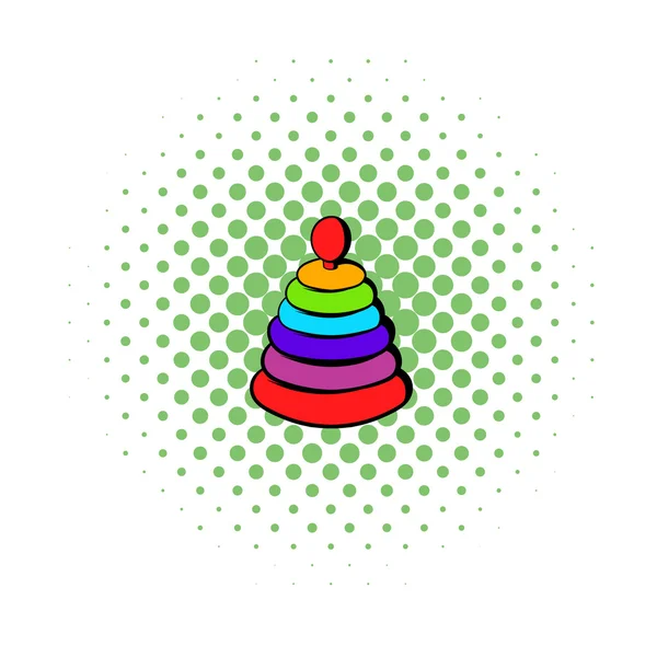 Pyramida hraček ikona, komiks styl — Stockový vektor