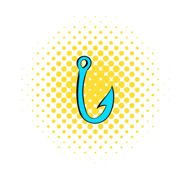 Fishing hook icon, comics style — Stock Vector
