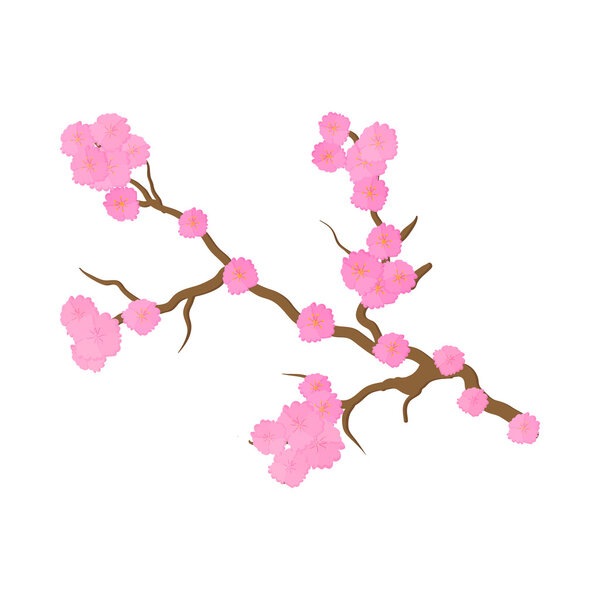 Cherry blossom, sakura flowers icon, cartoon style