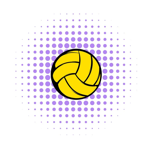 Gelbe Volleyball-Ikone im Comicstil — Stockvektor