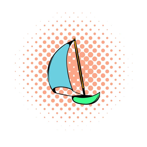 Yacht icon, comics style — Stock Vector