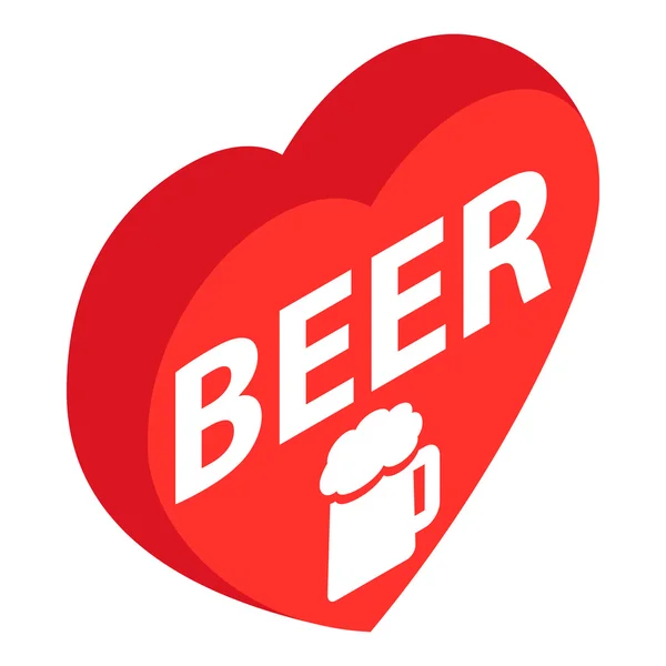 Czerwone serce z tekstu piwo i piwo kubek ikona — Wektor stockowy