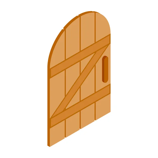 Ícone de porta de madeira arqueada, estilo 3D isométrico —  Vetores de Stock