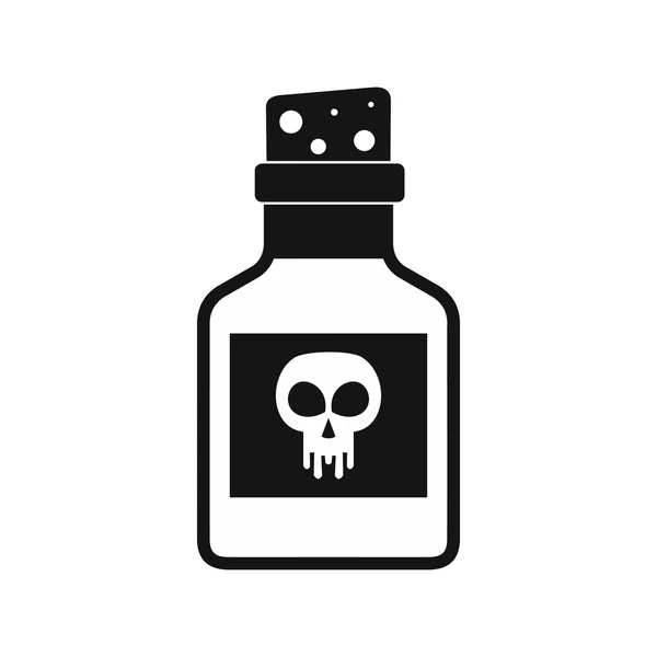 毒瓶アイコン、黒いシンプルなスタイル — ストックベクタ