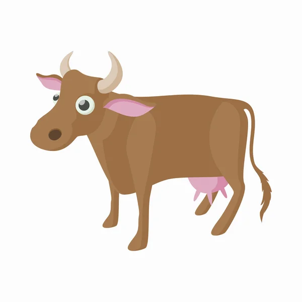 Icono de vaca marrón, estilo de dibujos animados — Vector de stock