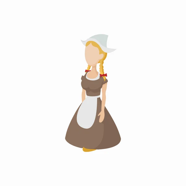 Meisje in het pictogram voor een traditionele Nederland-kostuum — Stockvector