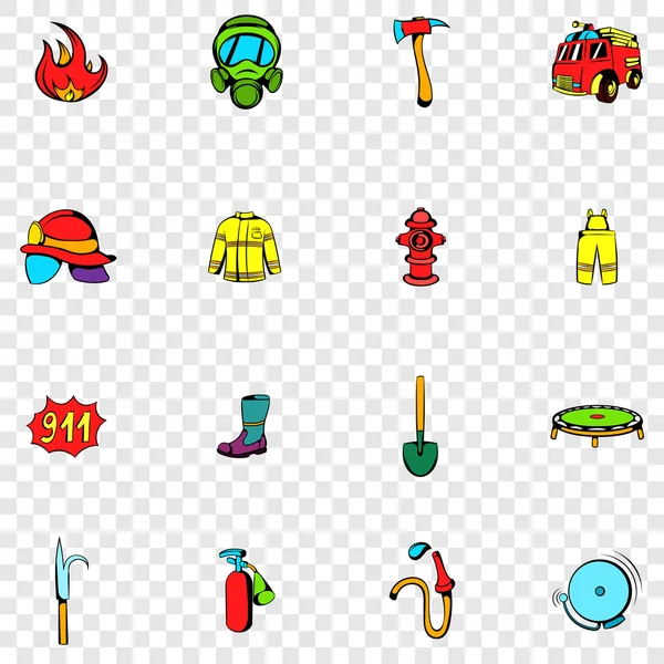 Iconos de conjunto de bomberos — Vector de stock