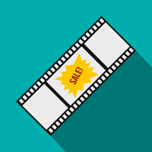 Filmový pás s prodej ikonu textu, ploché styl — Stockový vektor
