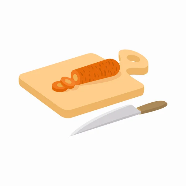 Cutting board och kniv ikon, tecknad stil — Stock vektor
