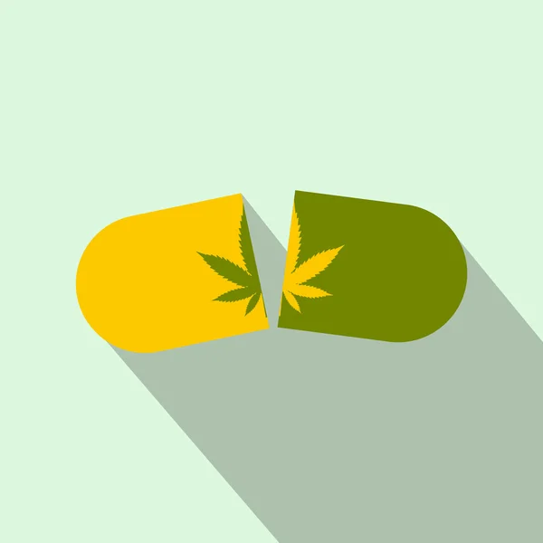 Medicine cannabis capsule icon, flat style — Stock Vector