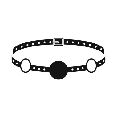Red ball gag with a belt icon, simple style clipart