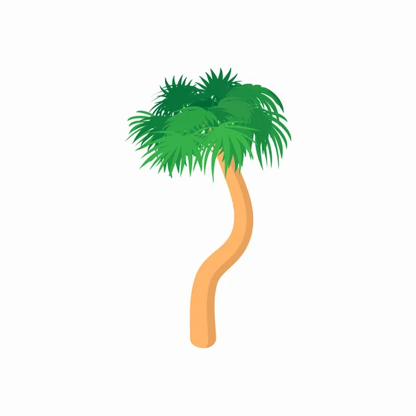 Palmiye ağaç simgesiyle, karikatür tarzı kavisli — Stok Vektör