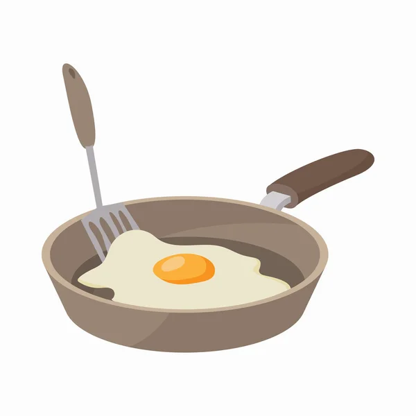 Frigideira com ícone de ovo, estilo cartoon —  Vetores de Stock