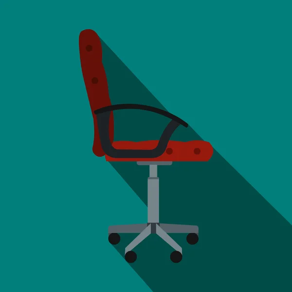 Red office chair icon, flat style — Stock Vector