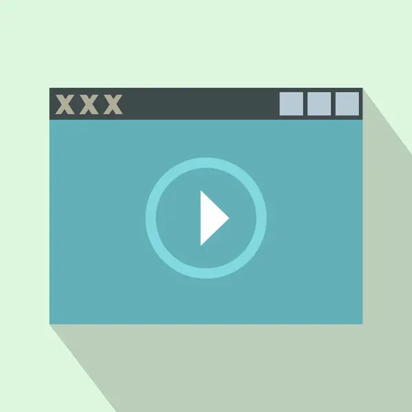 Přehrávač videa, Xxx adult ikonu, ploché styl — Stockový vektor