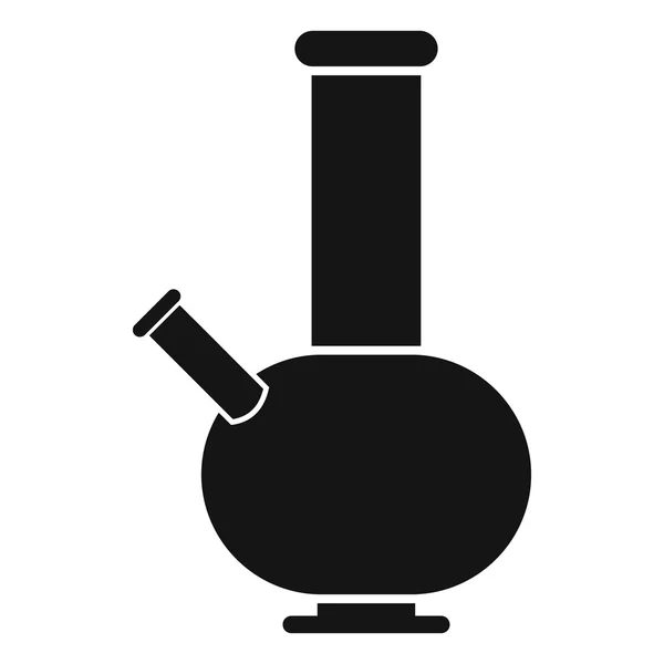 Бонг для курения значок, черный простой стиль — стоковый вектор