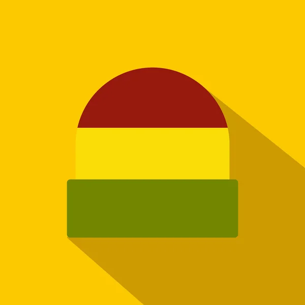 Icono de gorro rasta tricolor, estilo plano — Vector de stock