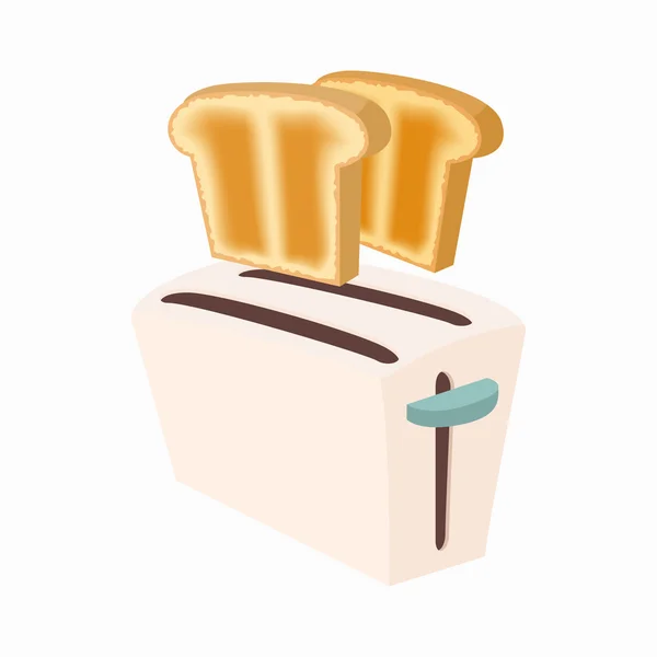 Pemanggang roti dengan ikon roti, gaya kartun - Stok Vektor