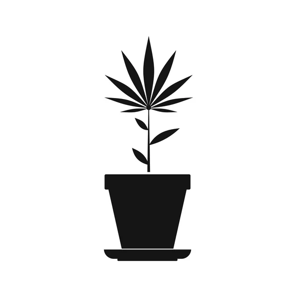 Hemp pot icon, black simple style — Stock Vector