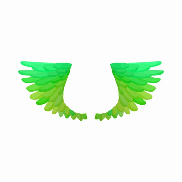 Пара зелёных птичьих крылышек, стиль мультфильма — стоковый вектор