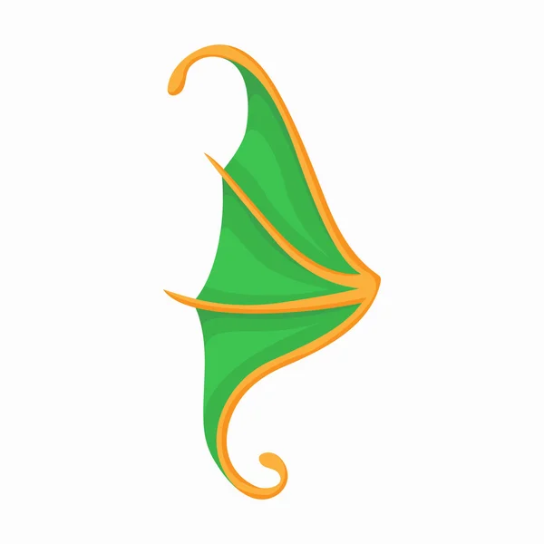 Zöld pillangó szárnya ikon, rajzfilm stílusú — Stock Vector