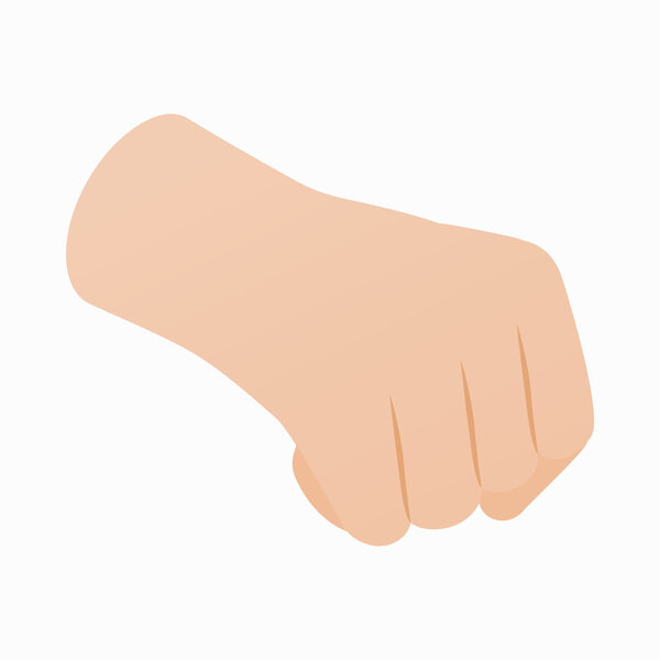Рука с сжатой иконкой кулака, изометрический 3d стиль
