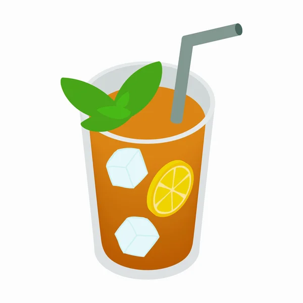 Склянка чаю з іконою льоду та лимона — стоковий вектор