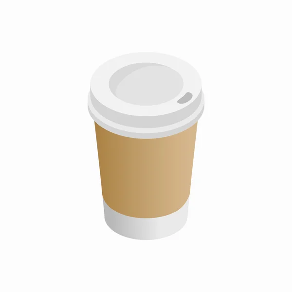 Copo de papel de ícone de café, estilo 3D isométrico — Vetor de Stock