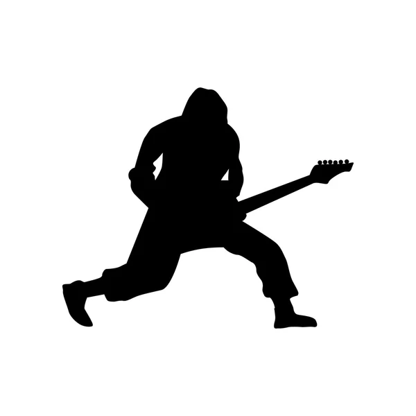 Gitarist silhouet zwart — Stockvector