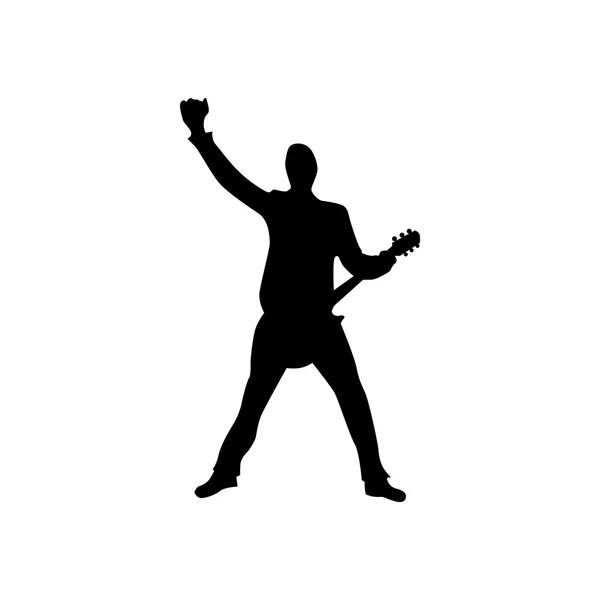 Gitarist silhouet zwart — Stockvector