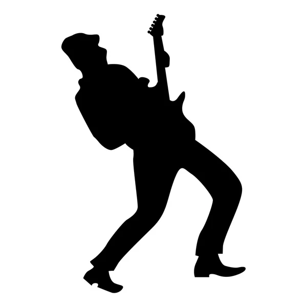 Silueta guitarrista negra — Vector de stock