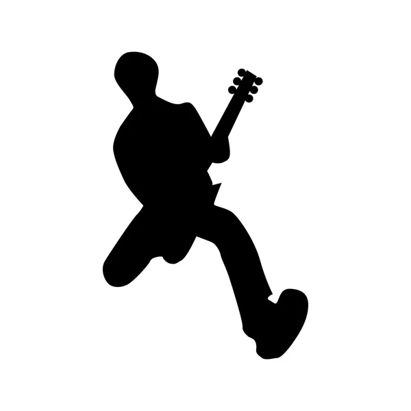 Gitarist silhouet zwart — Stockvector