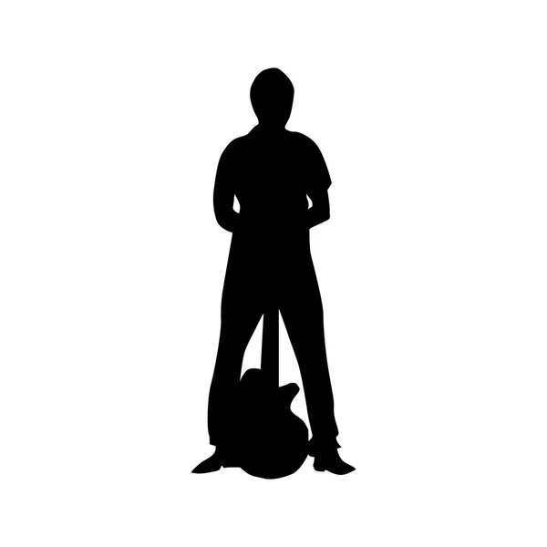 Silueta guitarrista negra — Vector de stock