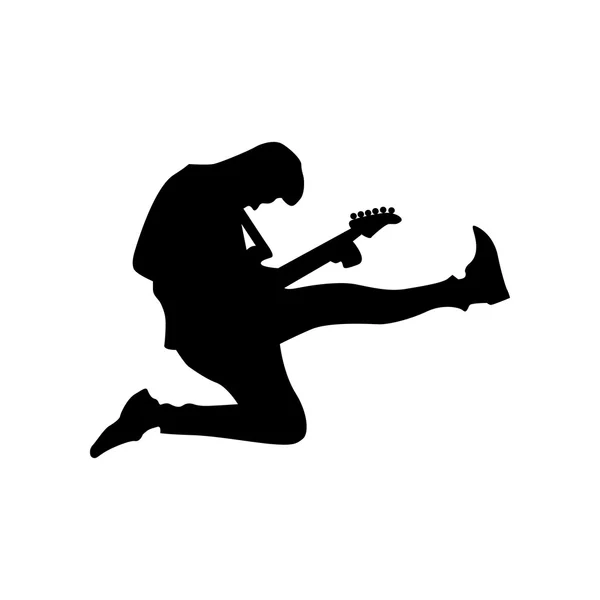 Silueta guitarrista negra — Vector de stock