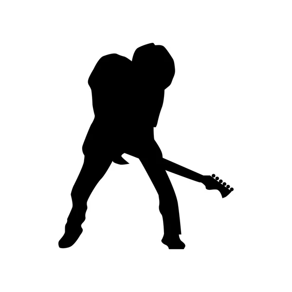 Silhouette de guitariste noir — Image vectorielle