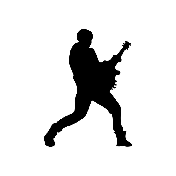 Silueta guitarrista negra — Vector de stock