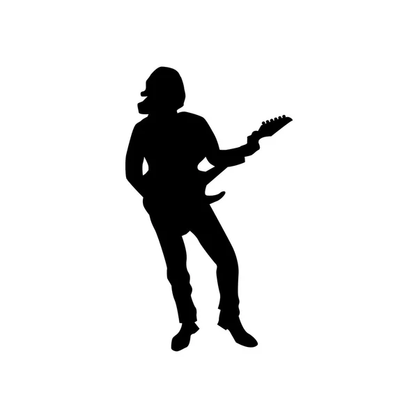 Chitarist silueta negru — Vector de stoc