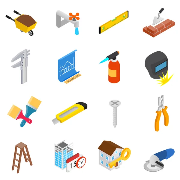 Juego de iconos de herramientas de trabajo de reparación y construcción — Vector de stock