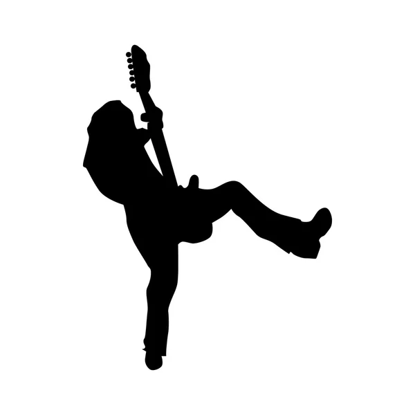Gitarist siluet siyah — Stok Vektör