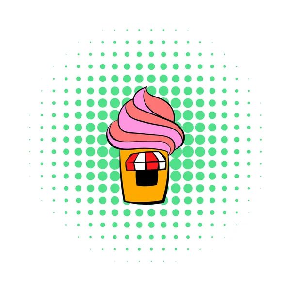 Icono de tienda de helados, estilo cómics — Vector de stock